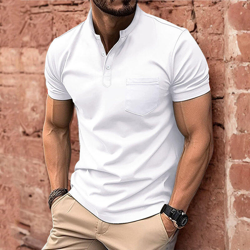 Summer Embroidery Lapel Polo Shirt Men's Short Sleeve Business Casual Fashion Slim Fit Polo Shirt Male T-shirt