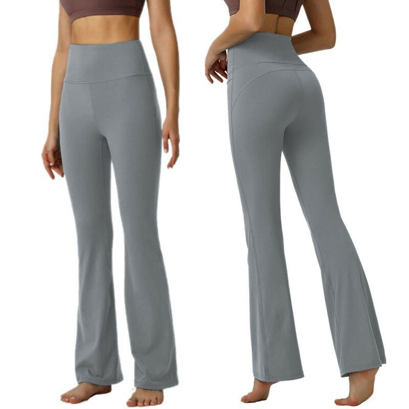 Celana Yoga wanita, celana kasual klasik tinggi pinggang Flare warna Solid sederhana legging latihan seksi Slim Fit celana olahraga kebugaran