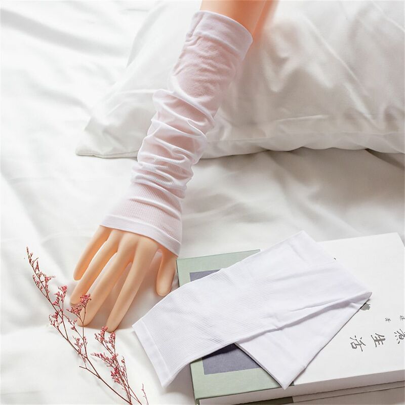 ถุงมือกันแดดแขนเทียมสำหรับกลางแจ้งผ้าไอซ์ซิลค์ปลอกแขนป้องกันรังสียูวี