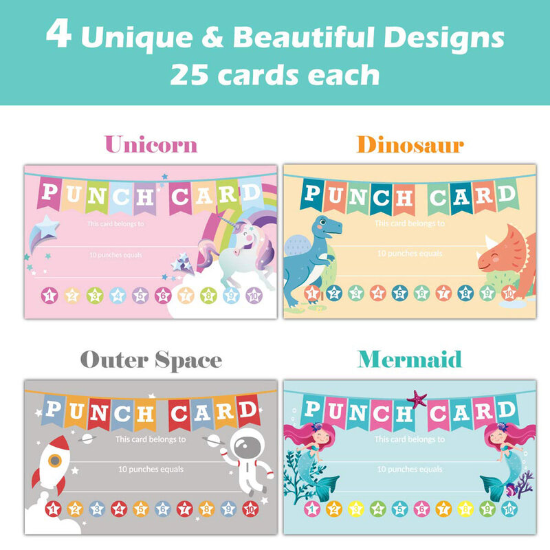 10-50pcs Punch Cards 3.5 X 2 Inch Incentive Reward Card for School Teacher Motivation Kid Behavior Homeschool Classroom Supplies