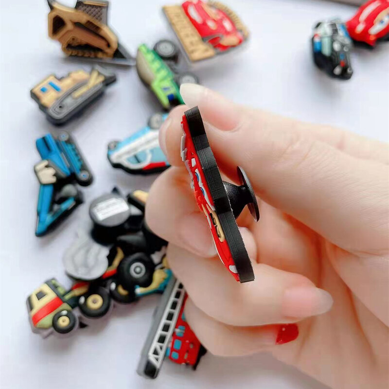 Hot 1pcs Cartoon Car Style Shoe Decoration Accessories Funny PVC Shoe Charms Aceessories For Croc Shoe Buckle Fit Party Gifts