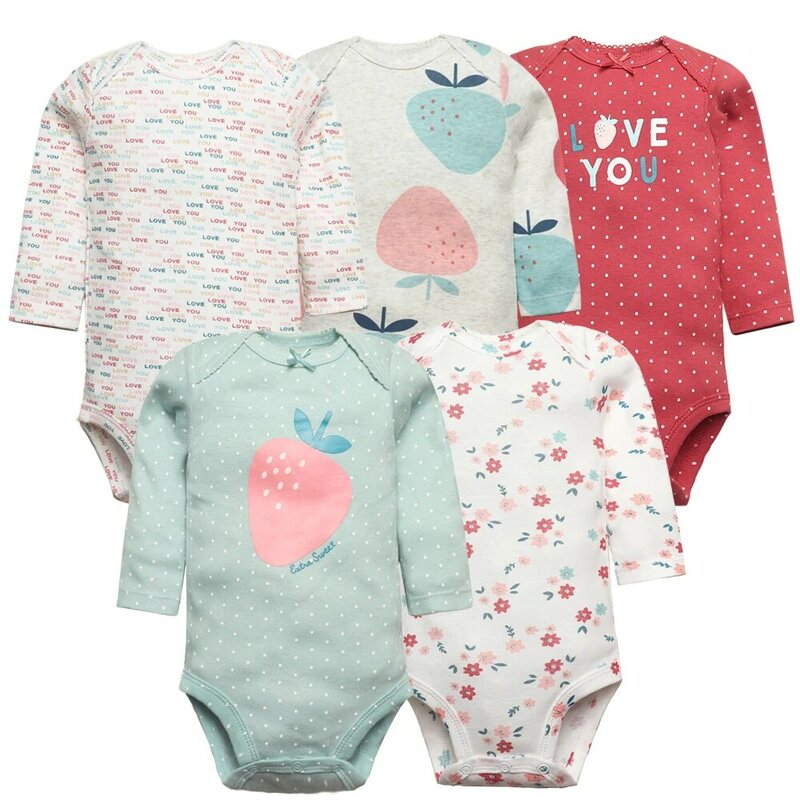 Spring Autumn Baby Bodysuits 3/4/5PCS Long Sleeve Baby Boy Girl Clothes 100% Cotton Newborn Body Infant 0-24Month Bebe Jumpsuit