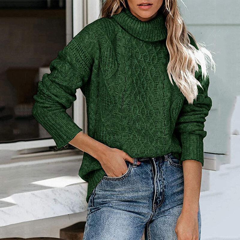 Women's Knitwear 2023 Spring And Autumn New High-Neck Europe And The United States Fashion Solid Color Plus Size Knitwear