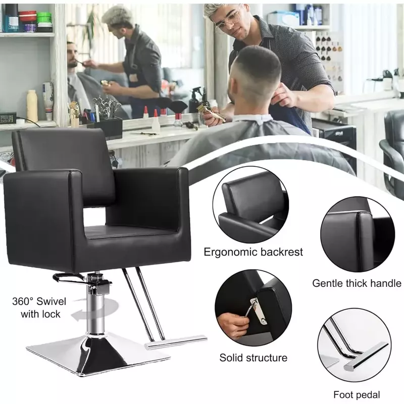Cadeira de salão ajustável para barbearia, 360 ° Swivel, Spa Beauty Equipment, Hair Stylist, Móveis para homens e mulheres, comercial, frete grátis