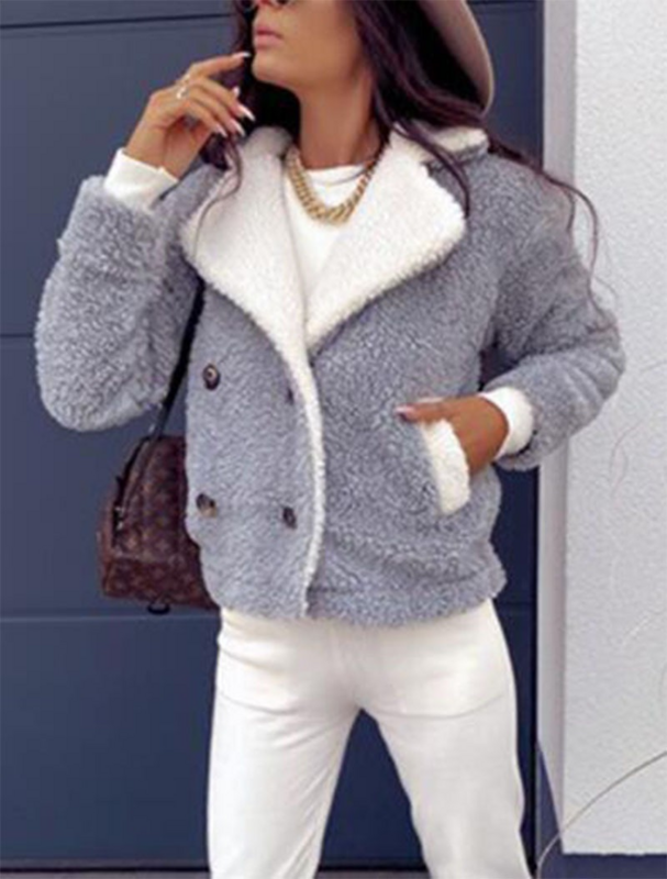 여성용 양모 벨벳 재킷, 루즈하고 두꺼운 올 매치 컬러 매칭 재킷, 여성 봄버 재킷, 모피 칼라 코트, 신상