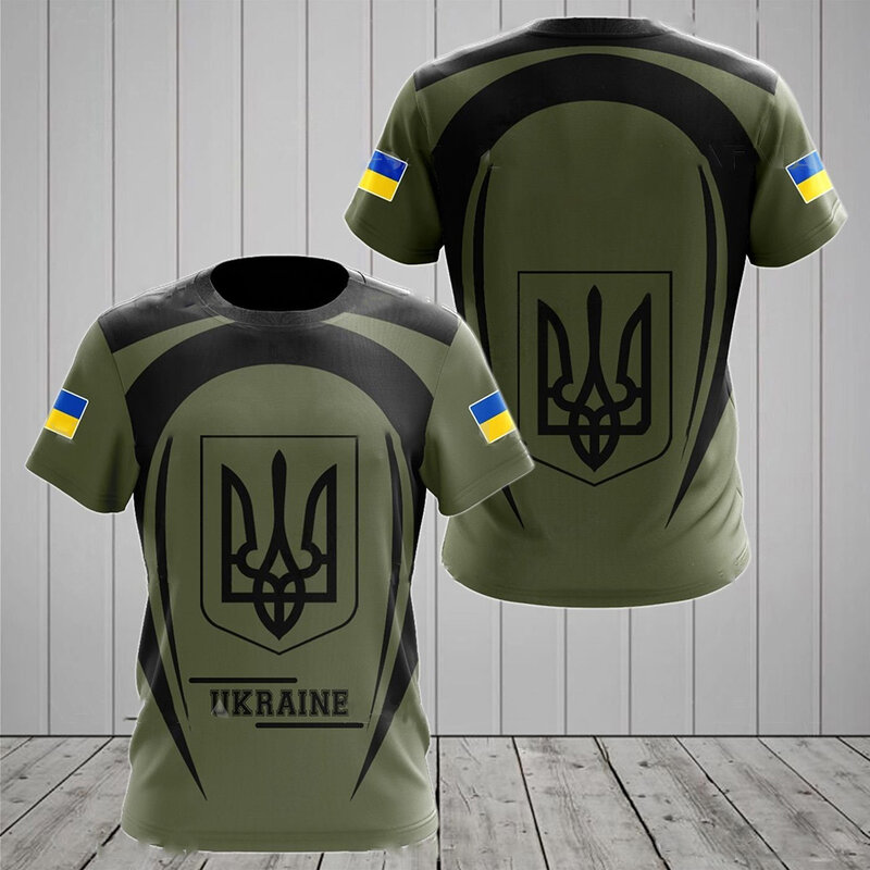 UKRAINE-T-shirt à manches courtes pour hommes, chemise à col rond, impression 3D, sensation d'emblème national de l'Ukraine, mode estivale, vêtements pour hommes