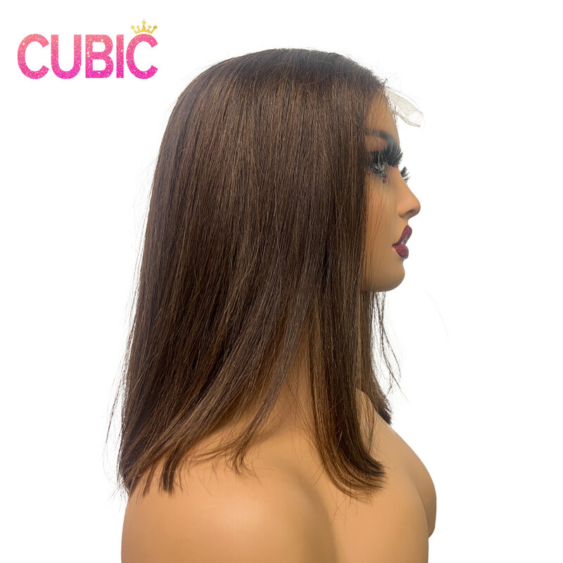 Perruque Lace Front Wig naturelle lisse, cheveux humains, brun chocolat, 2x6, naissance des cheveux pre-plucked, avec baby hair