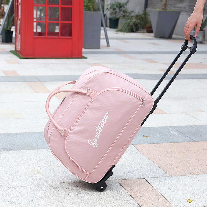 Maleta de viaje con ruedas para hombre y mujer, bolsa de equipaje de gran capacidad, cabina de lona plegable, equipaje de mano