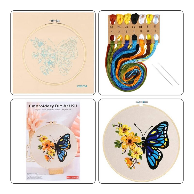 Embroidery Starter Kit Including Embroidery Fabricsbamboo Embroidery Rings, Stitches, Women's Hobbies
