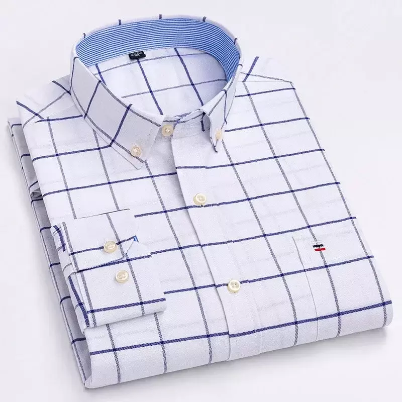 Рубашка мужская оксфордская с длинным рукавом, хлопок, удобная, для дома и путешествий, дизайнерский стиль, размеры 5XL-6XL-7XL, весна-осень