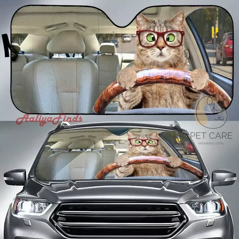 Cat Driving Sun Shades para carro, incríveis melhores ideias do presente, 2022