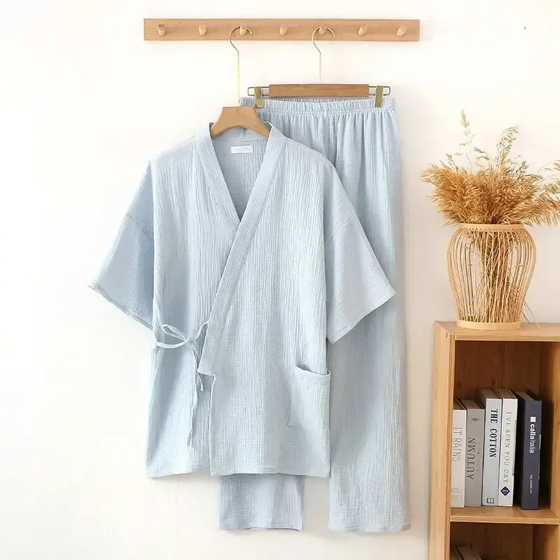 Najlepsze damskie spodnie stylowe krepa dla pary z gazy z krótkim rękawem i idealny zestaw bawełniana piżama