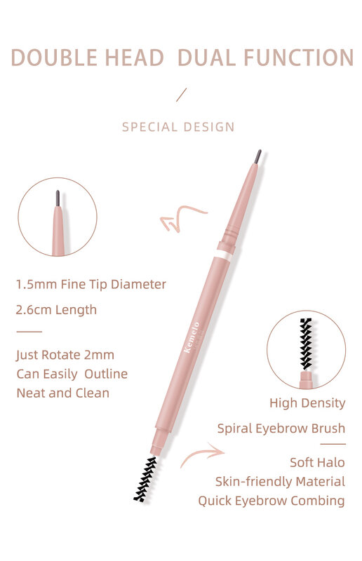1,5 mm matita per sopracciglia ultra fine a doppia estremità (Kemelo) impermeabile a prova di sudore e di lunga durata trucco professionale per gli occhi per le donne