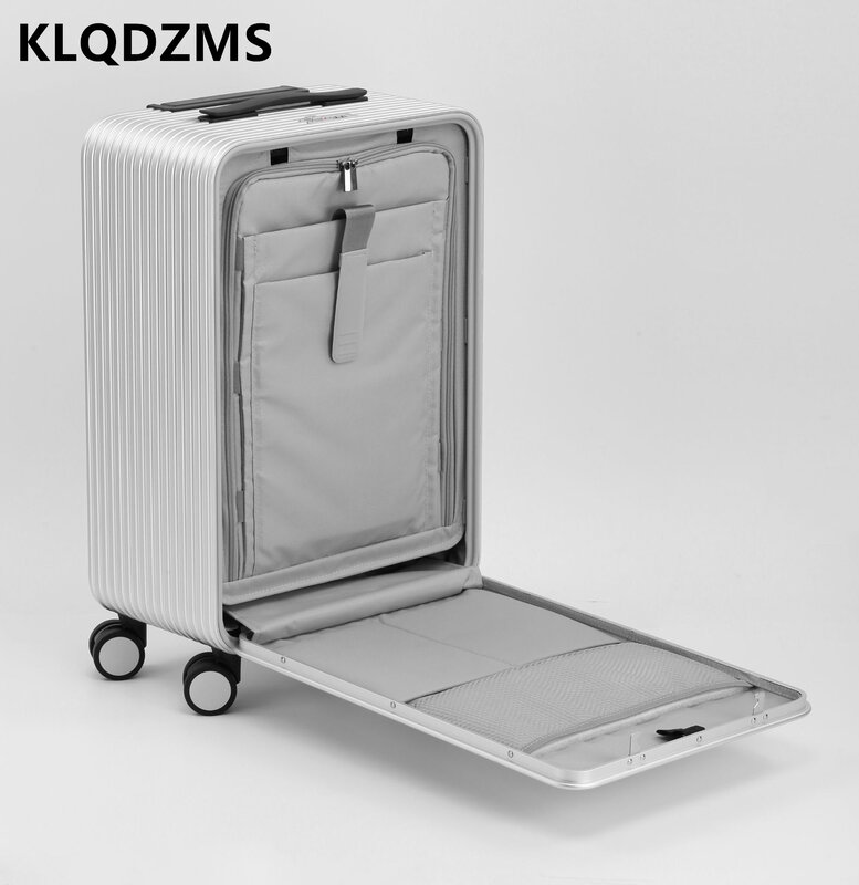 KLQDZMS-حقيبة أمتعة متعددة الوظائف ، حقيبة الصعود للأعمال ، معدن سبائك الألومنيوم المغنيسيوم ، عجلة عالمية ، 17 "، 20" ، 24"