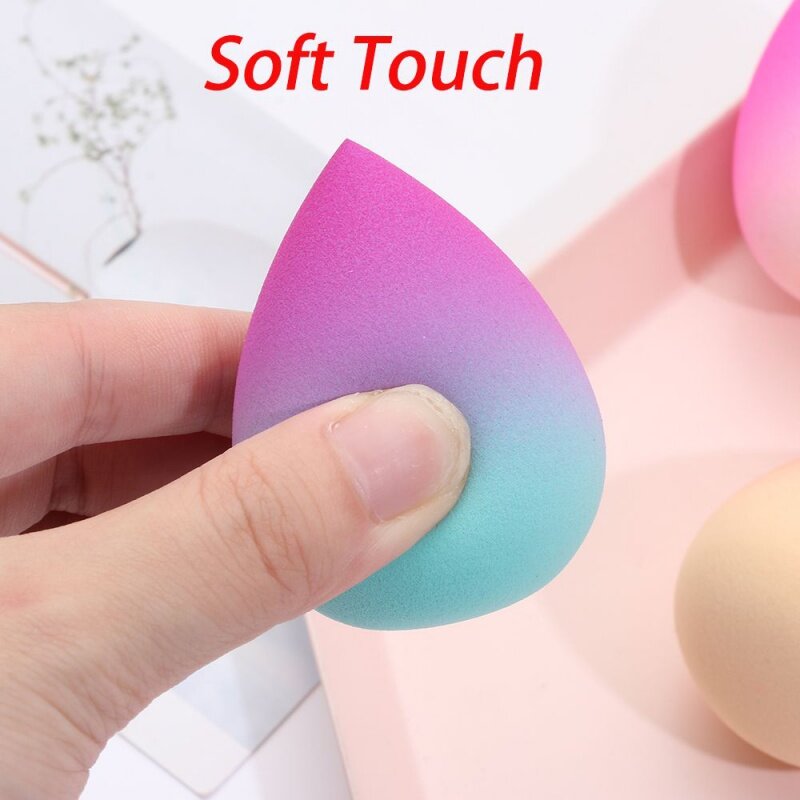 Mulher forma de gota de água gradiente cor acessórios beleza ferramenta almofada esponja cosméticos puff maquiagem ovo