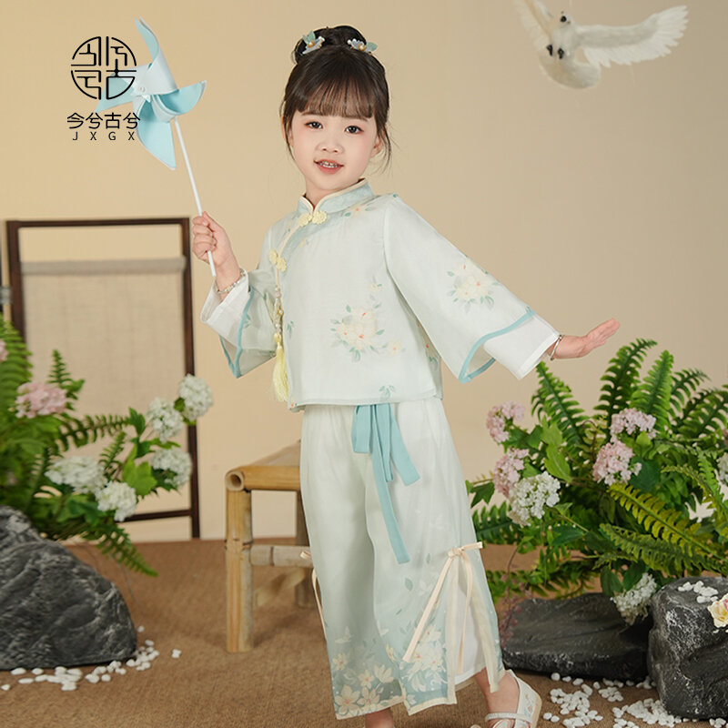 Fato de Tang Hanfu Girls, estilo antigo infantil, menina super imortal, Qipao avançado, estilo antigo, novo, chinês, 2024