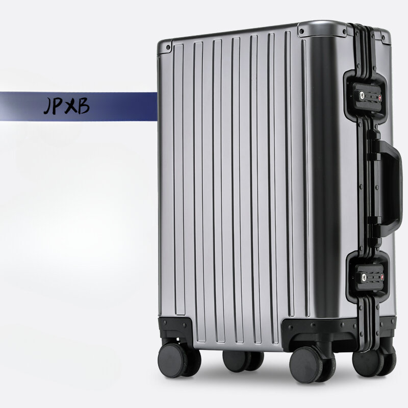 Casing troli aluminium semua, koper perjalanan ukuran besar dengan roda bebas pengiriman untuk pria dan wanita Universal Check-in