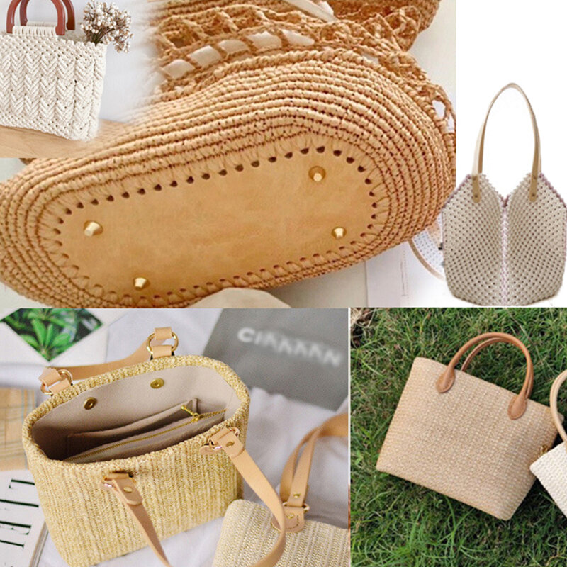 29.5*10cm Handmade Oval Bottom For Knitted Bag PU Leather Wear-Resistant Accessories Bottom With Holes Diy Crochet Bag Bottom