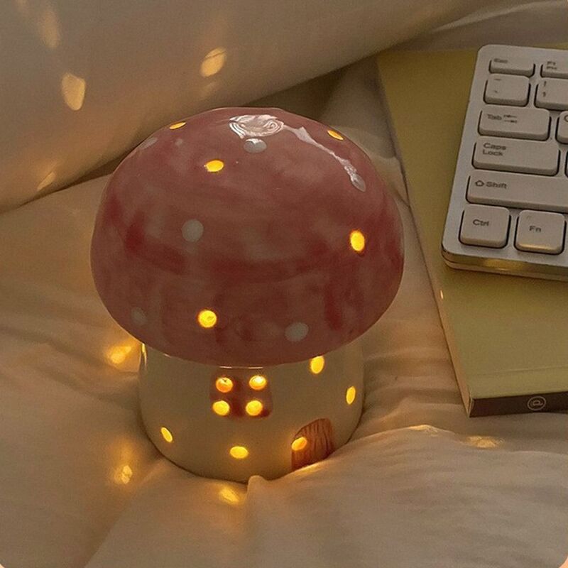 Eye Protection Mushroom Night Light Table Decor Lamp Nordic Bedside Night Light LED Sleeping Ceramic Night Light Birthday Gift