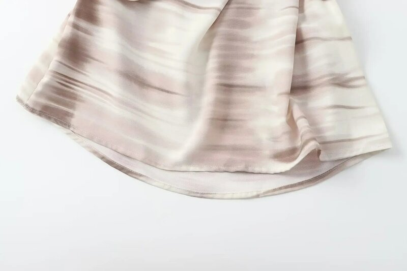 Garnitur damski 2-częściowy 2023 moda Tie-dye asymetryczny wzór Top z wyciętymi plecami Retro kobiety bez rękawów + wysokiej spodnie z elastyczną gumką w pasie garnitur
