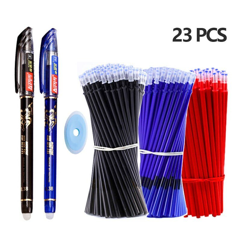 23 PCS Erasable Gel Pen Set Ballpoint Pens Rod 0.5mm Muti-Colors Ink Washable Handle Stationery School Office Writing Supplies