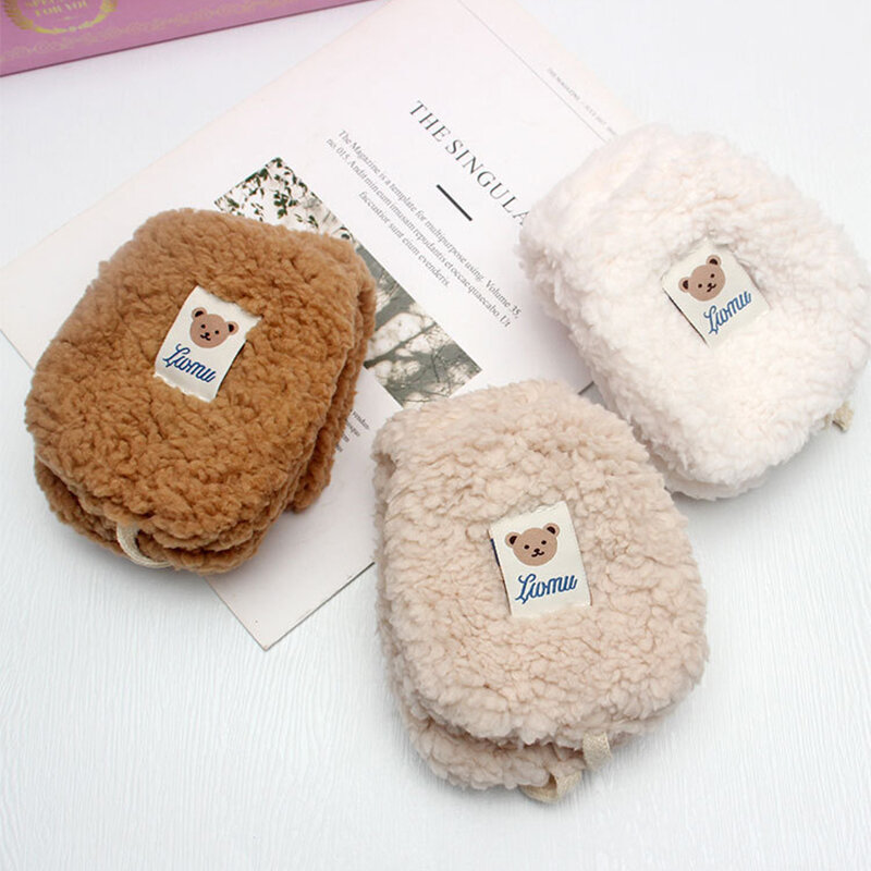 New Korea Fashion Women Winter Warm Plush Earmuff Ear Warmer Cute Bear Adults Kids Tie Plush Earmuffs Orejeras De Invierno