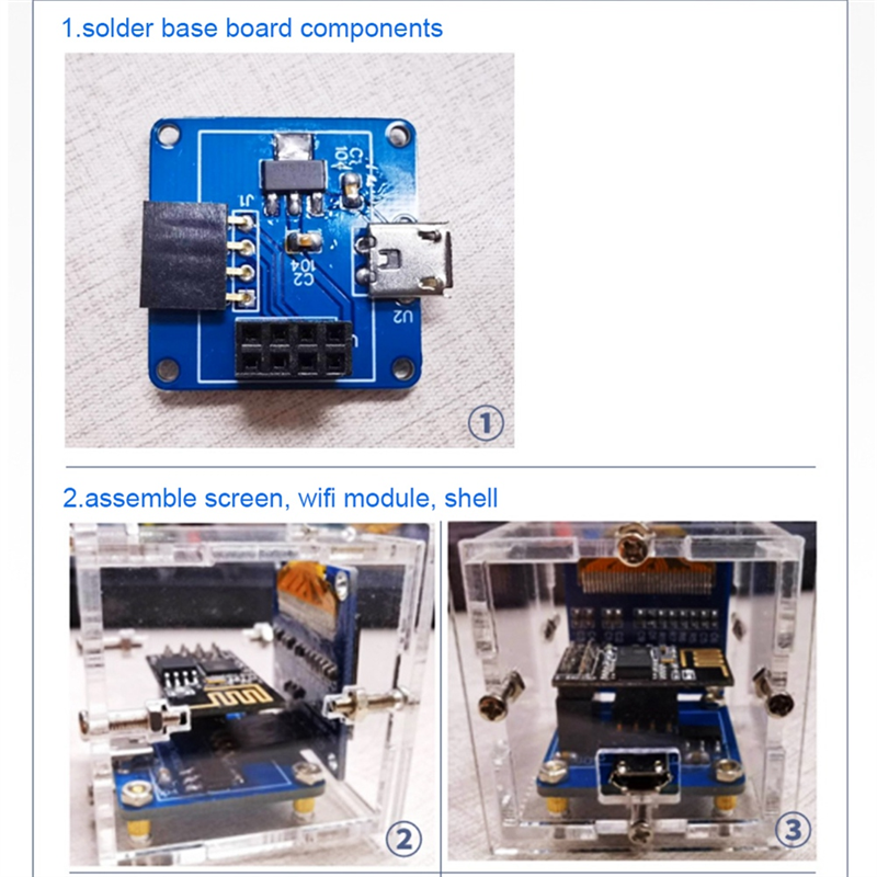 ESP8266 DIY Kit elektronik Jam Mini OLED Display terhubung dengan Shell DIY proyek solder