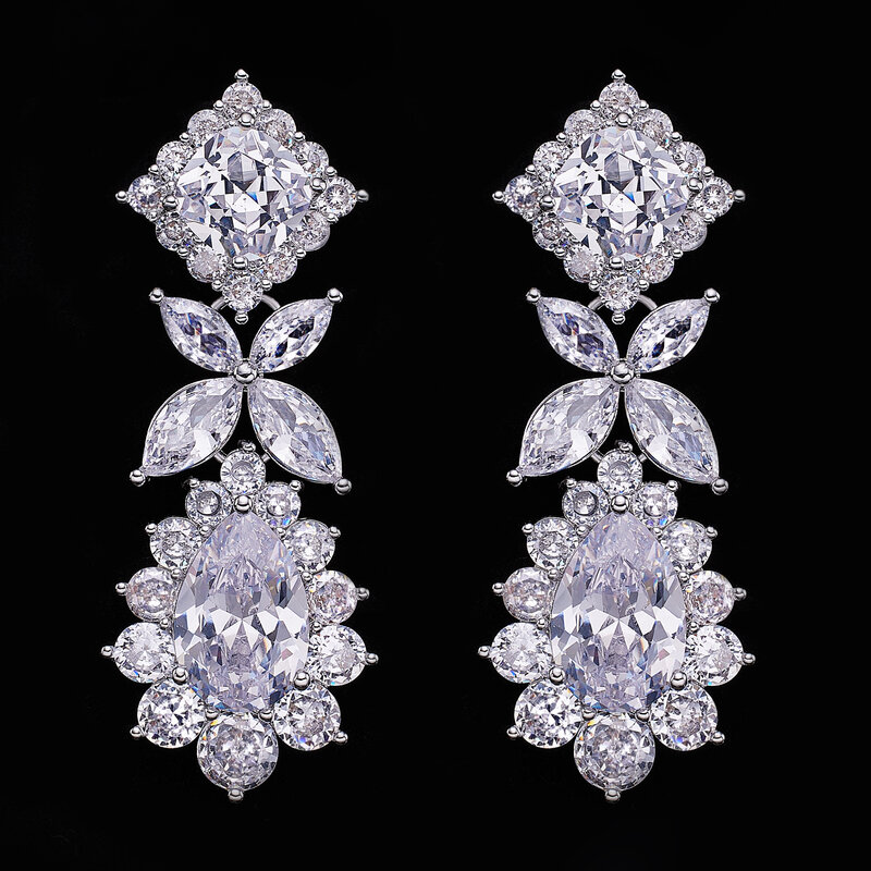 Mewah Cerdik 4 Buah Set Perhiasan Zirkonia Pengantin untuk Pesta Wanita, Dubai Nigeria Kristal Set Perhiasan Pernikahan 2022
