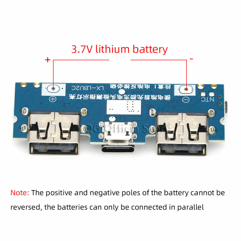 Placa de cargador de batería de litio, módulo de carga 18650, USB Dual, 5V, 2.4A, Micro/tipo-c