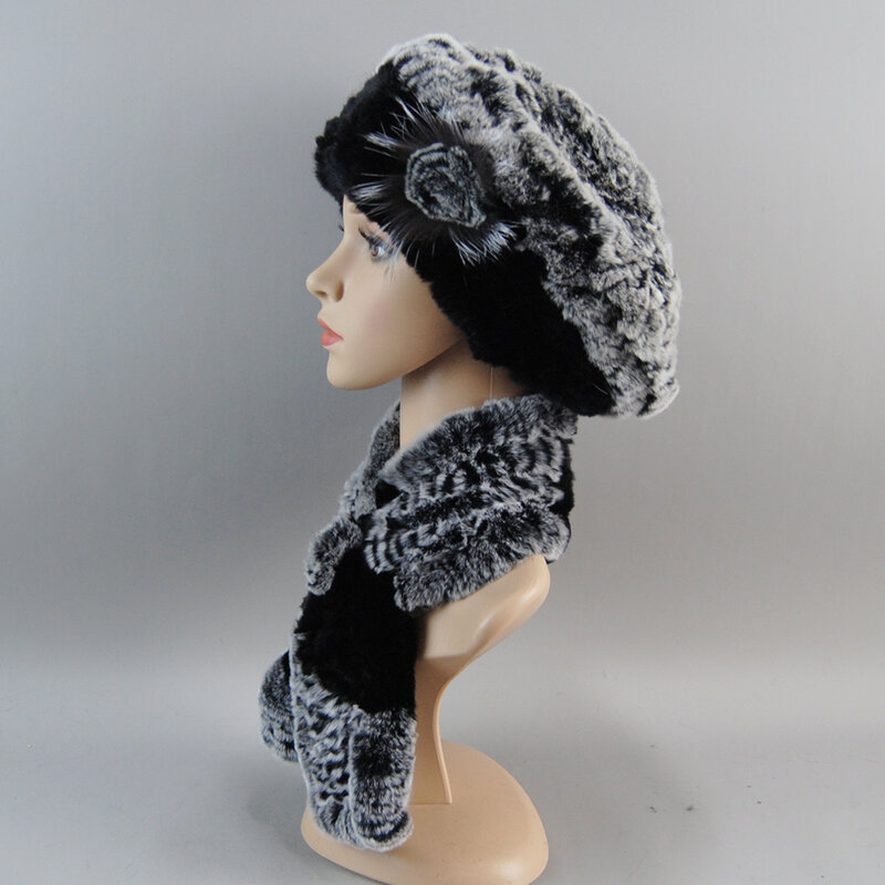 Новинка, зимние женские шарфы, модные 100% натуральные вязаные меховые шапки, наборы шарфов, женская теплая шапка из натурального меха, глушитель