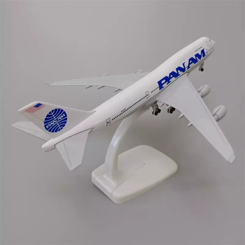 Alloy Metal Diecast Avião Modelo, USA Air Pan, American World Airlines, PAN Boeing 747 B747, Avião novo com rodas, 20cm