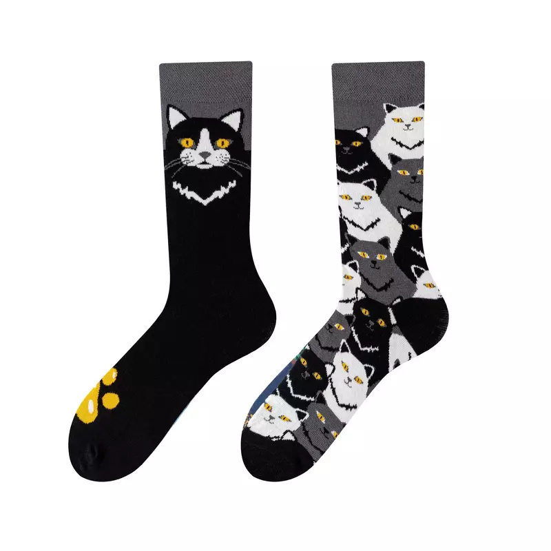 New Personalized Cartoon Animal AB Tide Socks Outdoor Sports Middle Tube Couple Cotton Creative Fashion Socks for Men and Women