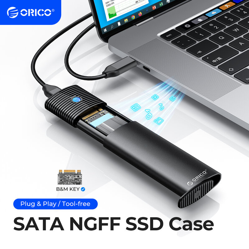 ORICO M.2 SATA NGFF SSD kandang USB 3.1 Tipe C 5Gbps eksternal Solid State Adapter untuk 2280/2260/2242/2230 SSD 4TB