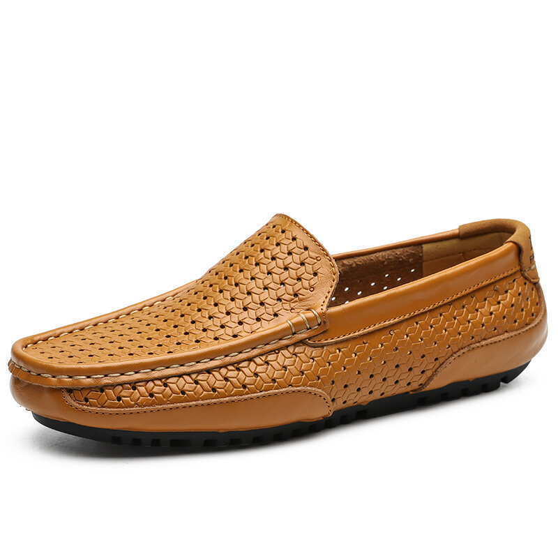 Sepatu kulit asli pria, sneaker pantofel kasual mode jalanan baru 38-47