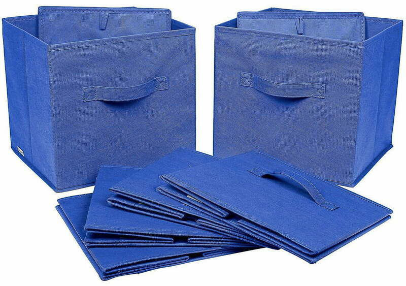 Greenco Foldable Fabric Storage Cubes Non-Woven Fabric | Royal Blue Cube Storage Bins | Shelf Baskets| 6 Pack