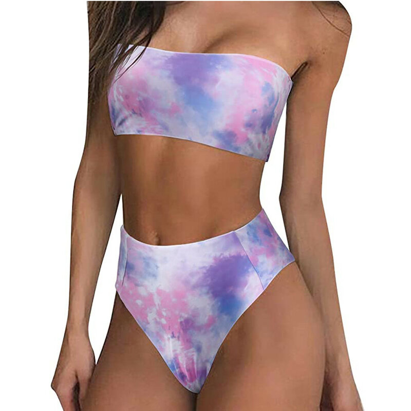 Women Sexy Print Tie Cutout Hollow Out Bikini Swimsuit Beachwear Juniors Swim Shorts
