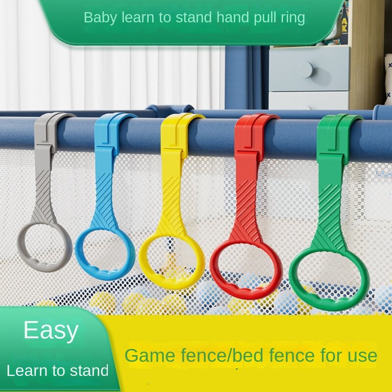 Cincin belajar berdiri bayi, cincin tarik plastik warna-warni untuk latihan bayi