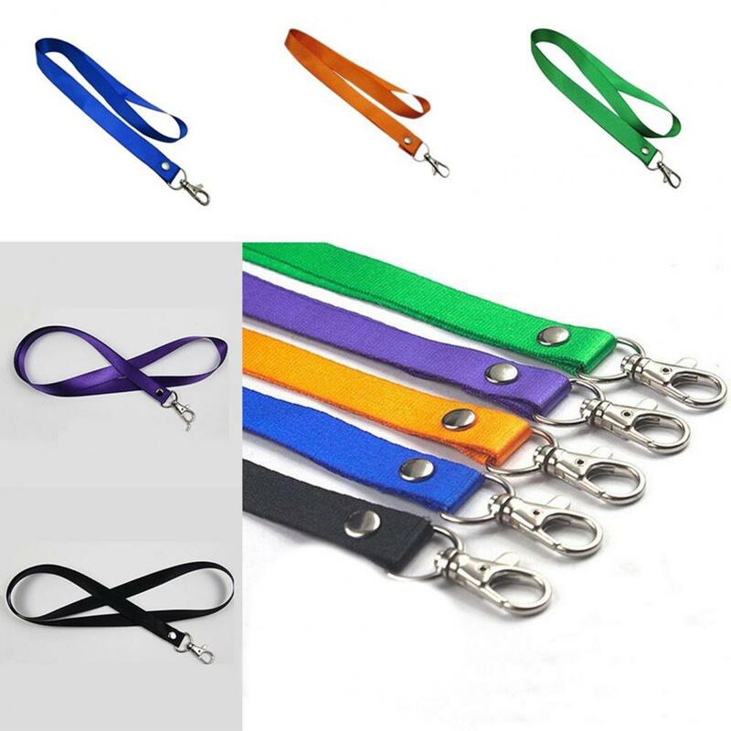 Safety Hanging Neck Strap Lanyard Solid Color Tear-resistant Nylon Rope Lanyard ID Holder Anti-Lost Clasp Rope Keychain Landyard