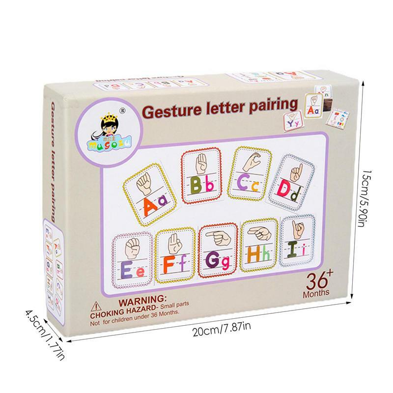 Carte Flash dell'alfabeto gesto alfabeto flashcard in legno colorato a doppia faccia 26 pezzi carte dell'alfabeto regalo di festa per bambini 3-7