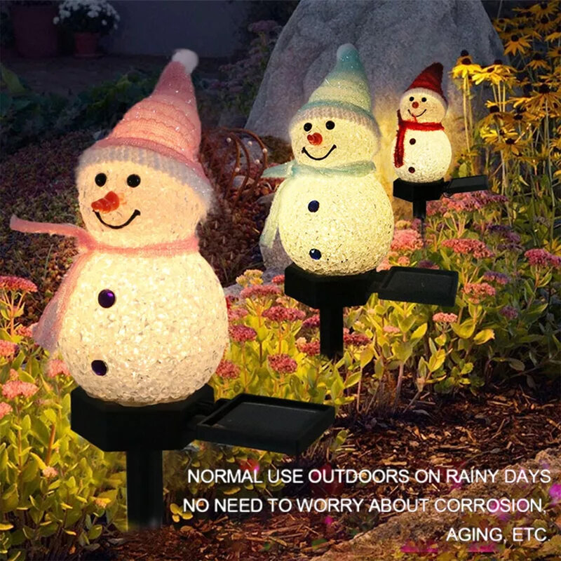 2022 Christmas New LED Solar Snowman Light Outdoor Rain Proof Landscape Decorations Lawn Garden Lamps Cartoon Series Ground Lamp
