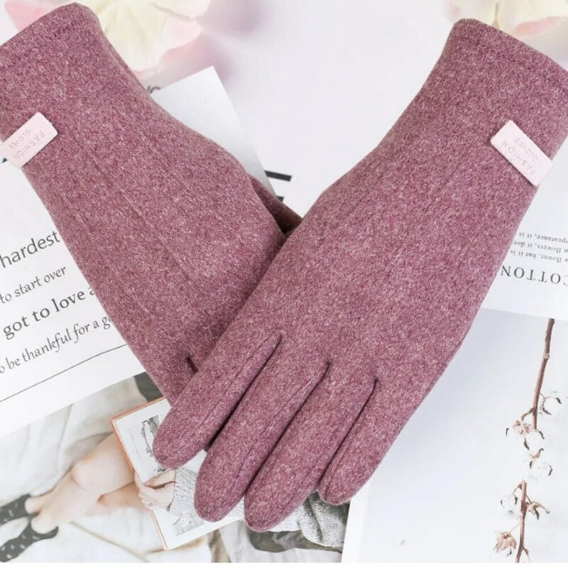Sarung tangan jari dua sisi, sarung tangan mewah layar sentuh, sarung tangan hangat pencegahan angin, sarung tangan layar sentuh