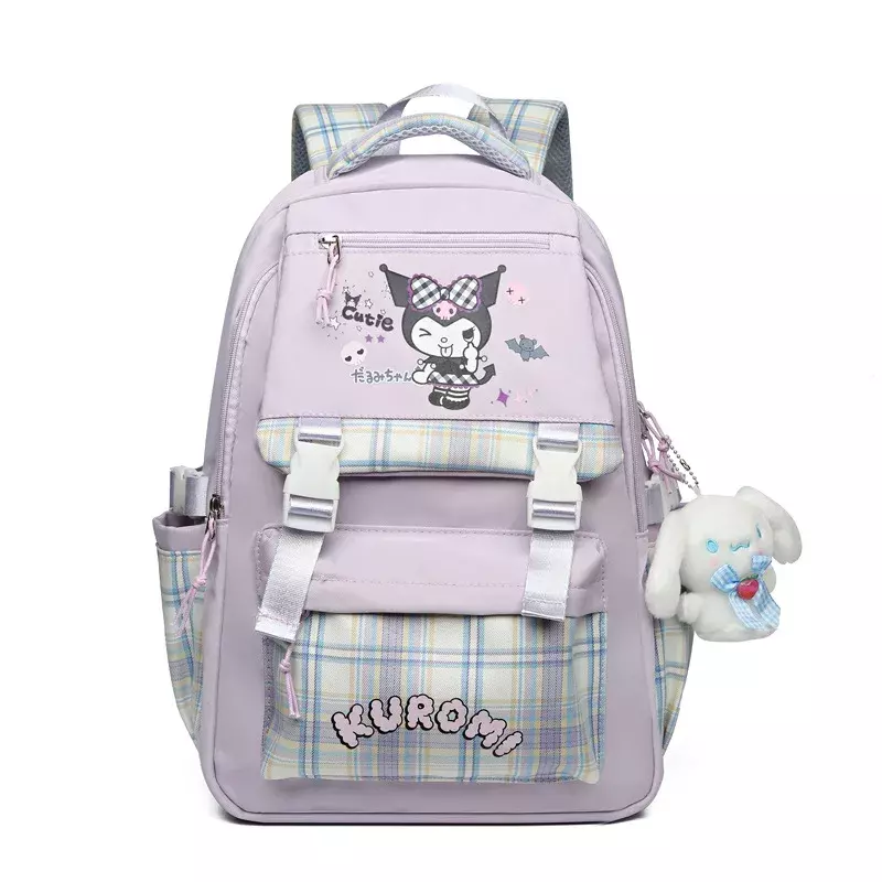 Sanrio Kurome tas punggung kapasitas besar, tas ransel kartun kelas 3-6 untuk sekolah menengah pertama, tas sekolah wanita