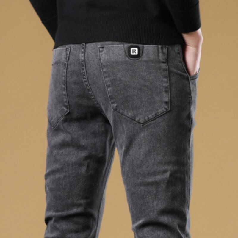 New Arrival OL Work Men's Jeans Casual Blue Black Slim Denim Pants Male High Quality Stretch Trousers Daily Jeans