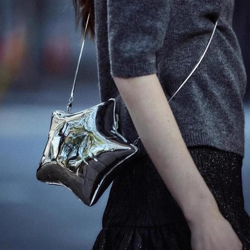 Прозрачная сумка на плечо, роскошная Маленькая вечерняя сумочка с пятиконечной звездой и золотистой серебристой цепочкой в подарок