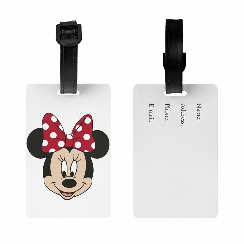 Etiquetas de equipaje personalizadas de Mickey Mouse para maletas, cubierta de privacidad, tarjeta de identificación con nombre