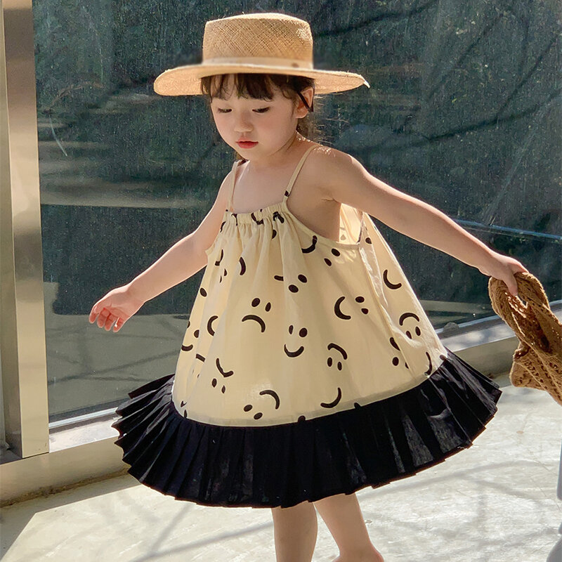 Детское летнее пляжное платье для девочек, приятное на ощупь дышащее детское милое платье принцессы с разноцветными подтяжками