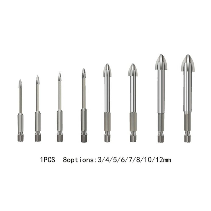1 Pcs Cemented Carbide Cross Hex Tile Glass Ceramic Drill Bits Set Efficient Universal Drilling Tool Hole Opener For Wall
