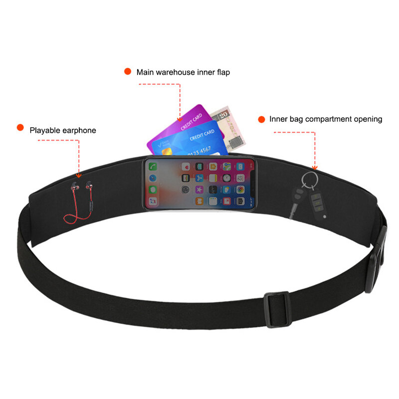 Elastic Running Belt Waist Bag Fanny Pack Workout Belt Phone Holder For Cycling Running Night Reflective Safety Sportbag