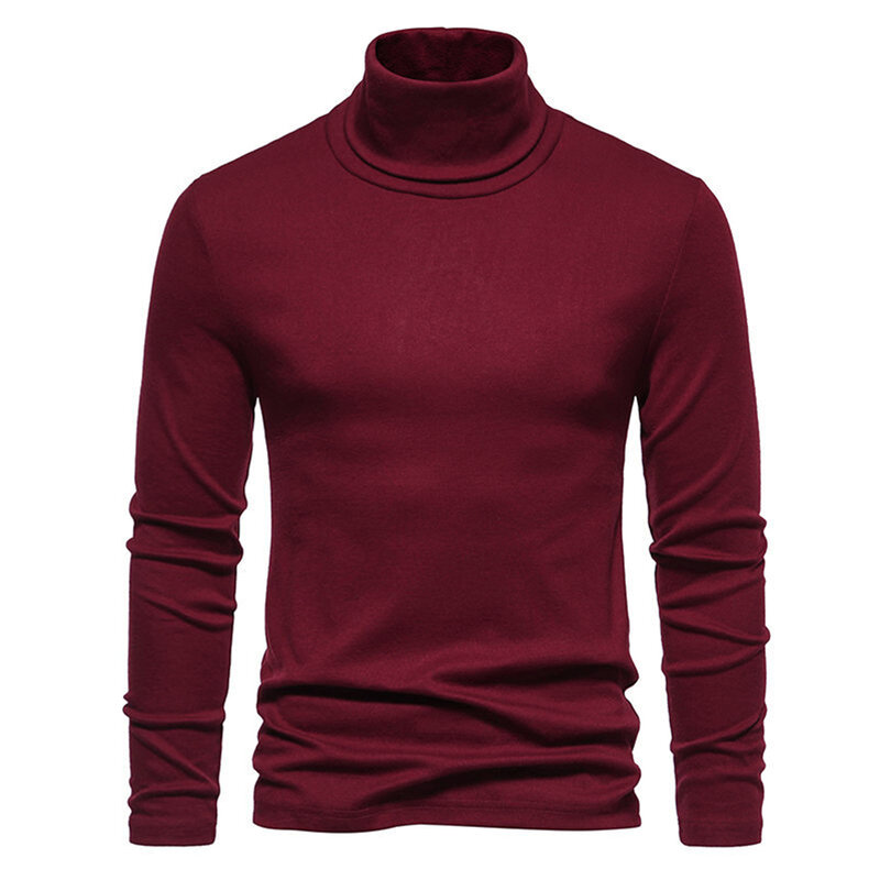 Cozy Men Turtleneck Sweater Jumper  Solid Color Long Sleeve Top  Knitted Winter Pullover  Suitable for Vacation Holiday  Navy