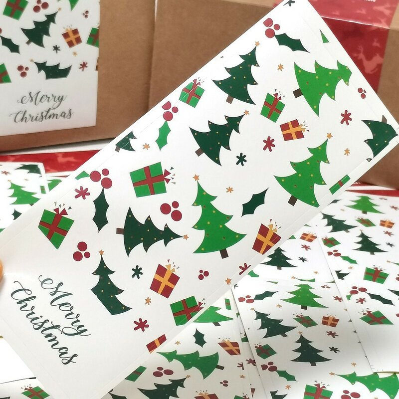 10-30 buah stiker segel Selamat Natal pohon Natal stiker Label hadiah buku tempel untuk dekorasi pesta Natal